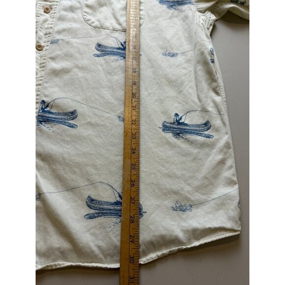 Fishing Mens XL Shirt Barn Fly Authentic Design White Button Up Short Sleeve - Picture 10 of 14